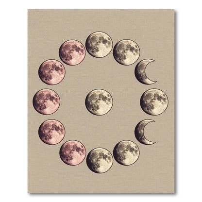 Celestial Phases Beige Lunar Circle Rug