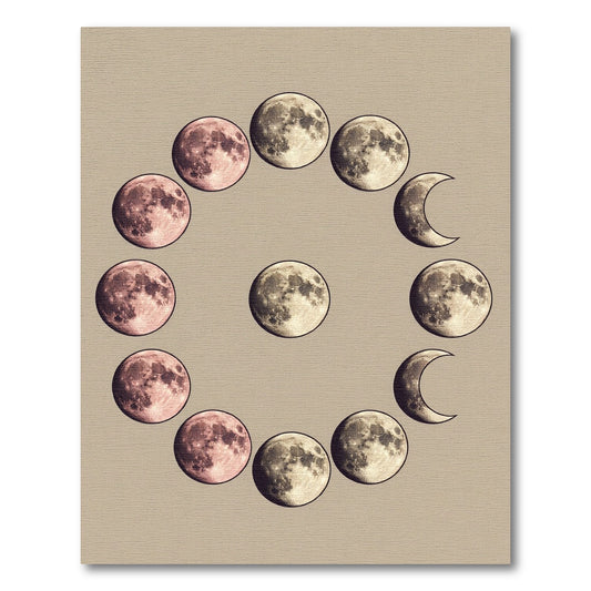 Celestial Phases Beige Lunar Circle Rug