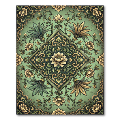 Verdant Floral Medallion Arrangement Rug