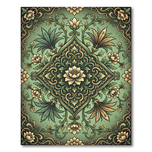 Verdant Floral Medallion Arrangement Rug