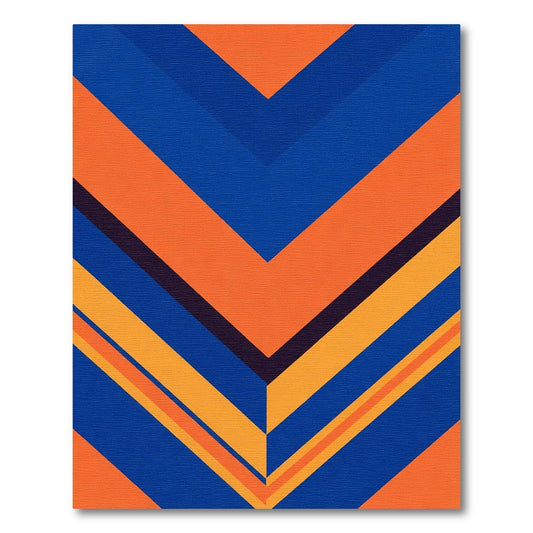 Bold Blue Orange Chevron Stripes Rug