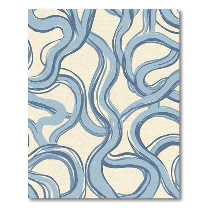 Pale Blue Swirl Abstract Stream Rug