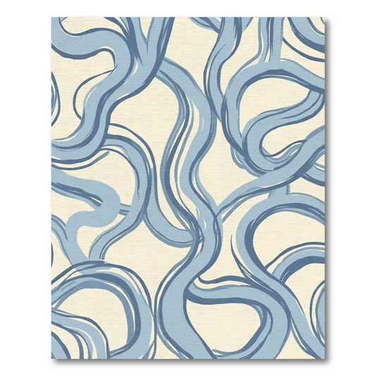 Pale Blue Swirl Abstract Stream Rug