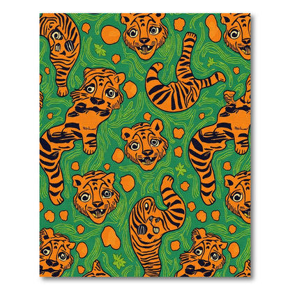 Whimsical Orange Tiger Green Jungle Rug