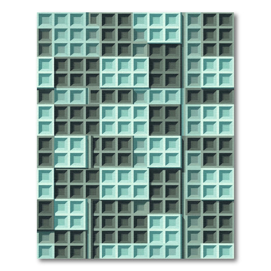 Modern Mint and Charcoal Grid Geometric Rug