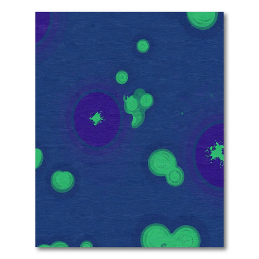 Deep Blue Green Organic Circles Rug
