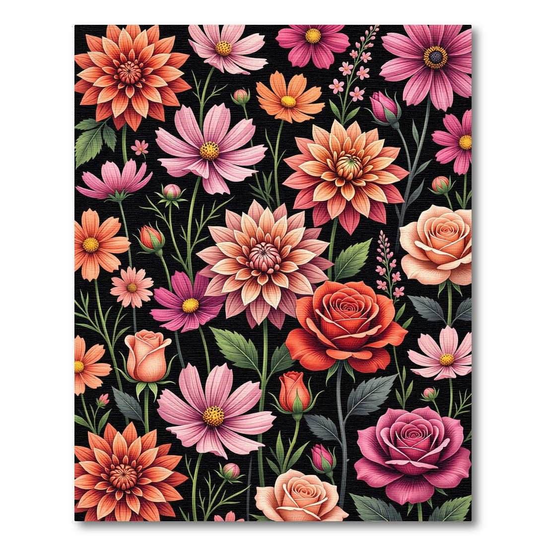 Vibrant Romantic Floral Botanical Garden Rug