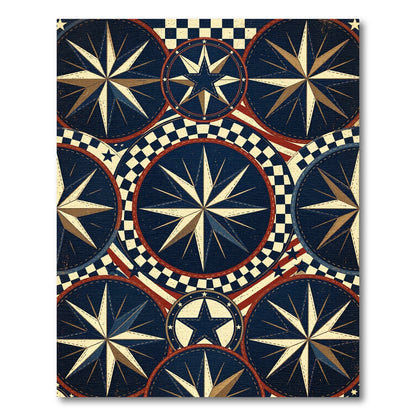 Nautical Navy Compass Star Medallion Rug