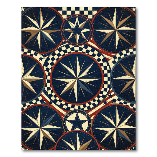 Nautical Navy Compass Star Medallion Rug