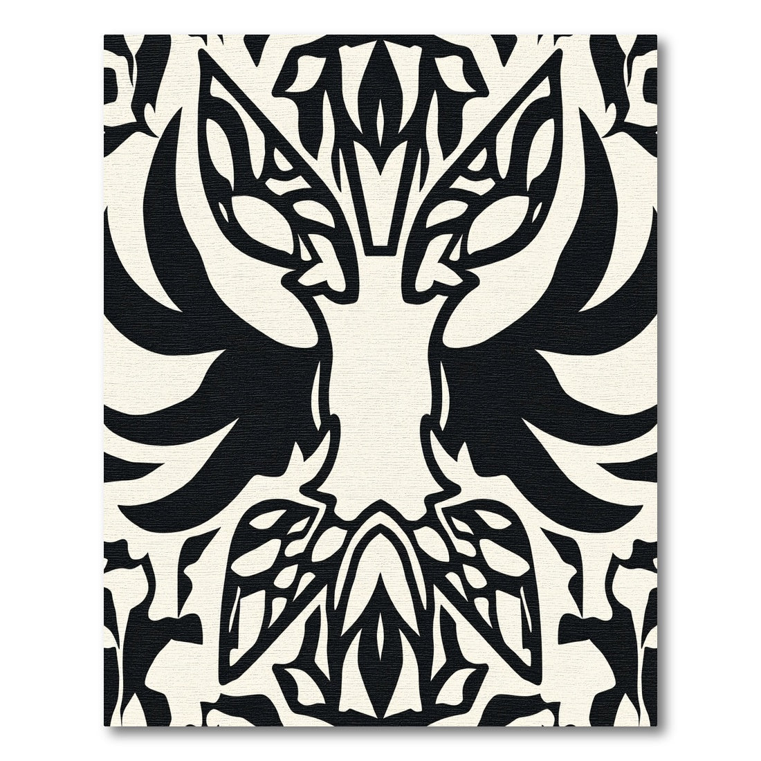 Bold Black White Tribal Crest Rug