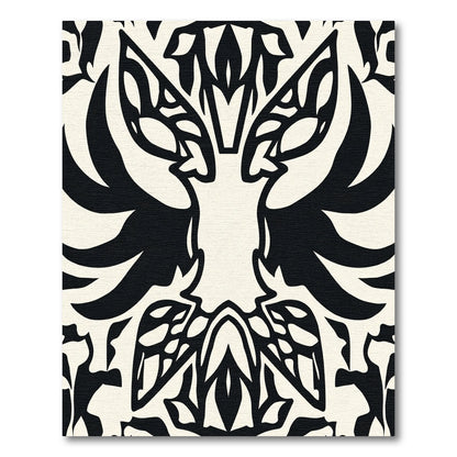 Bold Black White Tribal Crest Rug
