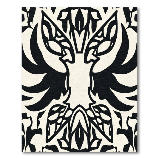 Bold Black White Tribal Crest Rug