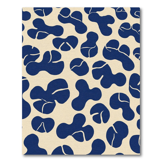 Deep Blue Organic Blob Composition Rug