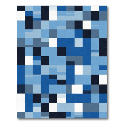 Deep Blue Geometric Color Block Rug