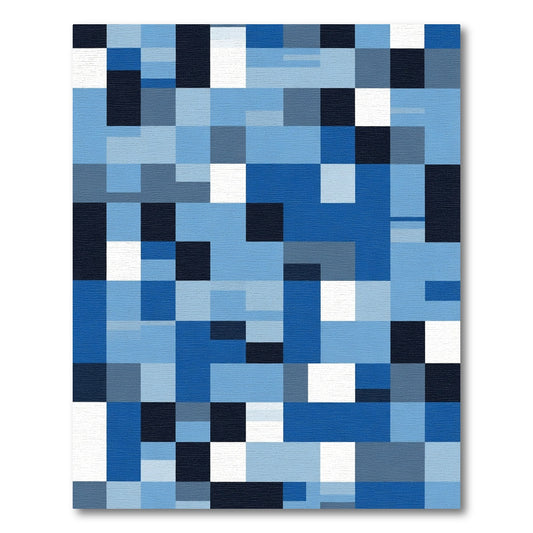 Deep Blue Geometric Color Block Rug