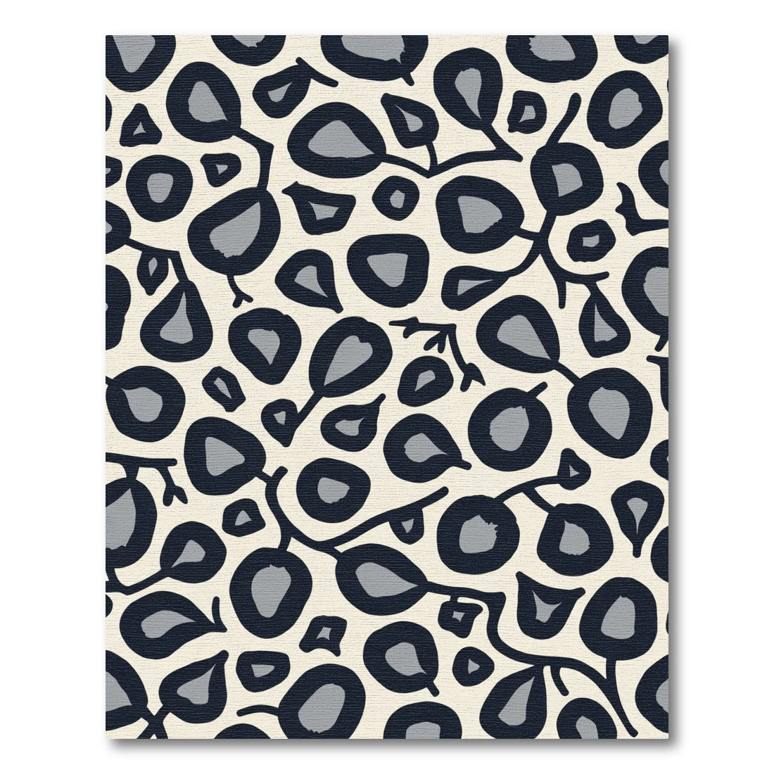 Cream and Gray Leafy Branch Pattern Rug