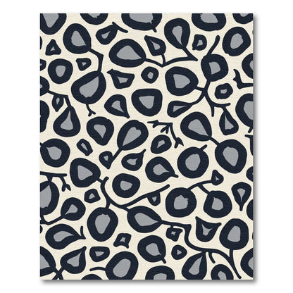 Cream and Gray Leafy Branch Pattern Rug