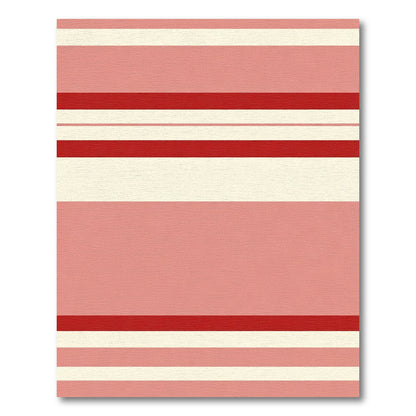Pink Red Cream Horizontal Bands Rug