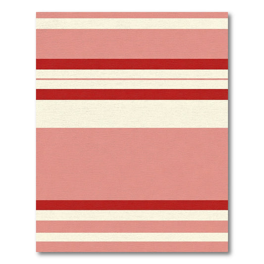 Pink Red Cream Horizontal Bands Rug