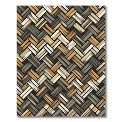Woven Beige Brown Basketweave Diamond Rug
