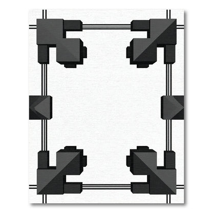 Black Geometric Cube Frame Rug