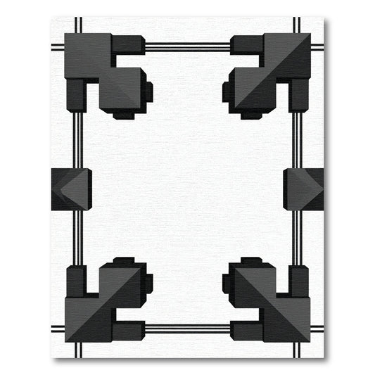 Black Geometric Cube Frame Rug