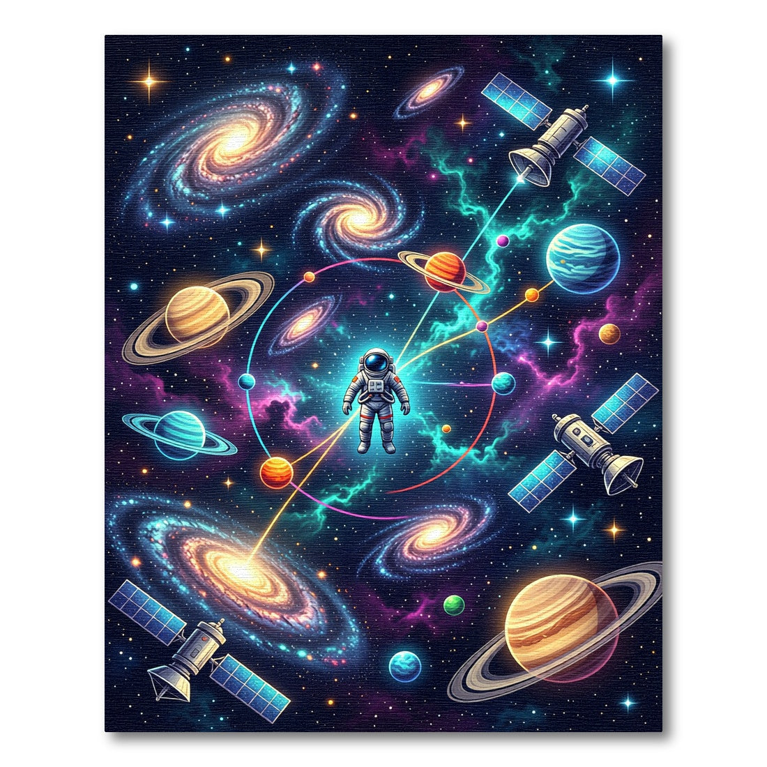 Vibrant Astronaut Cosmic Galaxies Planets Rug