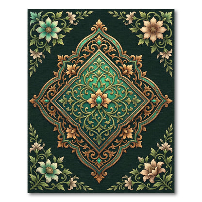 Emerald Gold Floral Medallion Artistry Rug