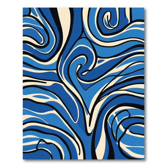 Dynamic Blue Swirl Abstract Rug