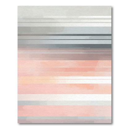 Soft Pink Gray Horizontal Stripe Rug