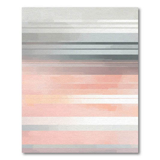 Soft Pink Gray Horizontal Stripe Rug