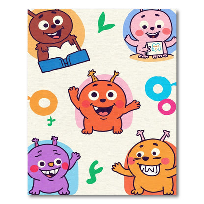 Whimsical Crew Of Colorful Monsters Rug