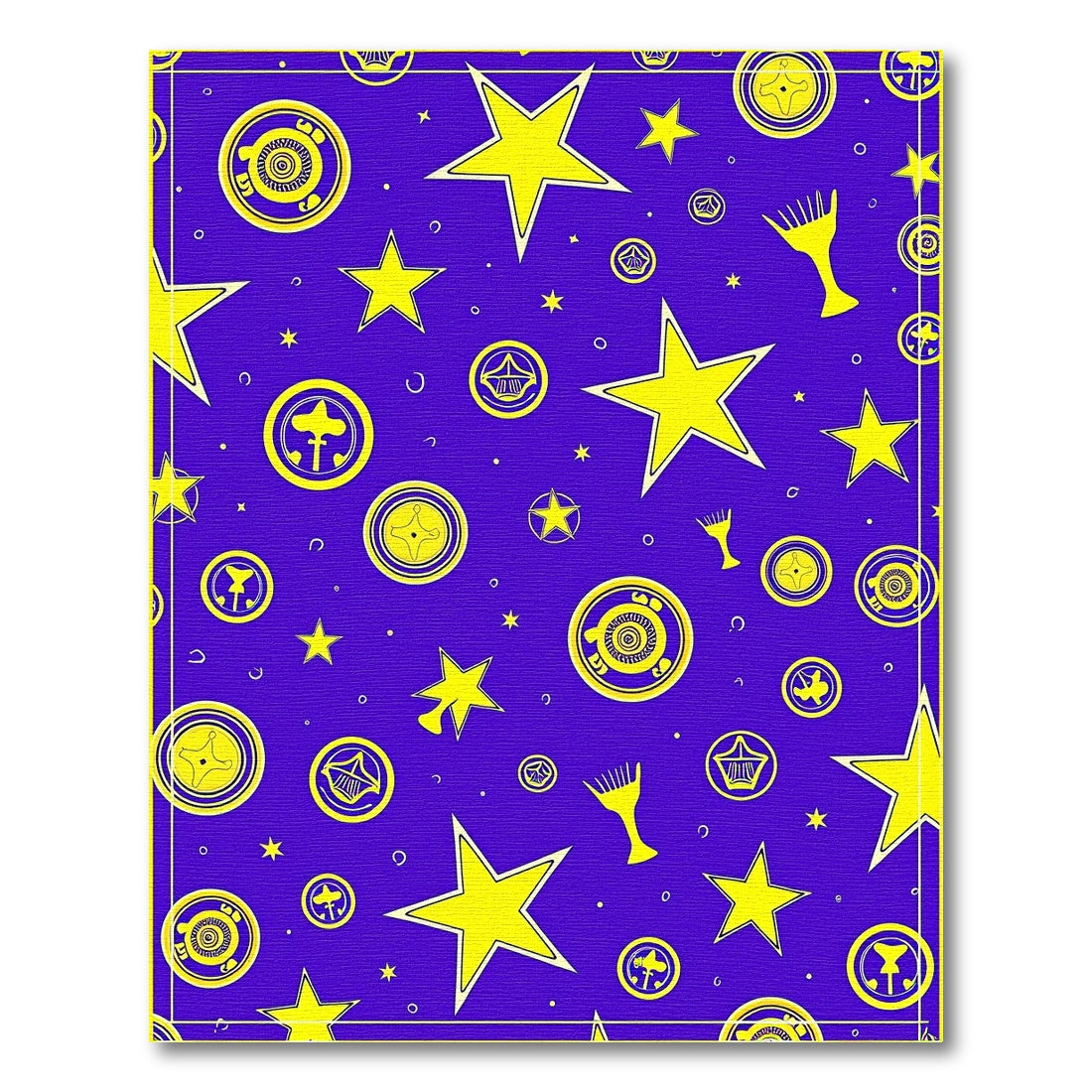 Yellow Star Cosmic Celestial Pattern Rug