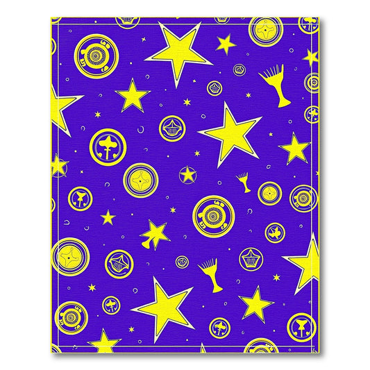 Yellow Star Cosmic Celestial Pattern Rug