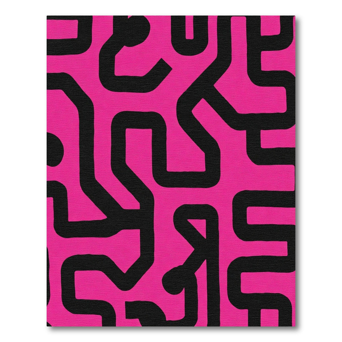 Hot Pink Maze Labyrinth Line Art Rug