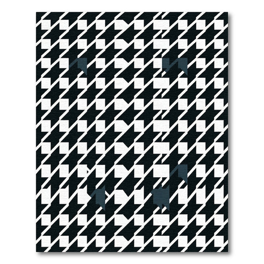Abstract Black White Houndstooth Shapes Rug