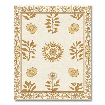 Brown Cream Botanical Art Nouveau Rug
