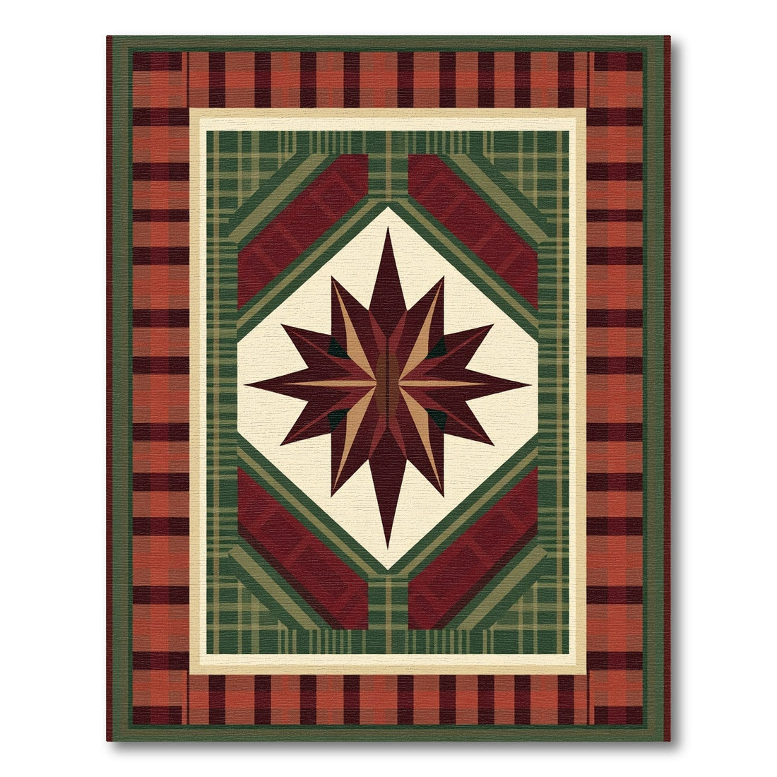 Crimson Forest Plaid Star Rug