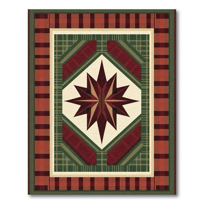 Crimson Forest Plaid Star Rug