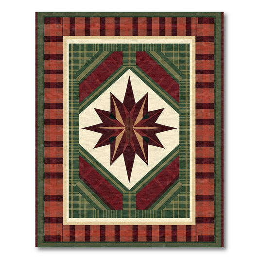 Crimson Forest Plaid Star Rug