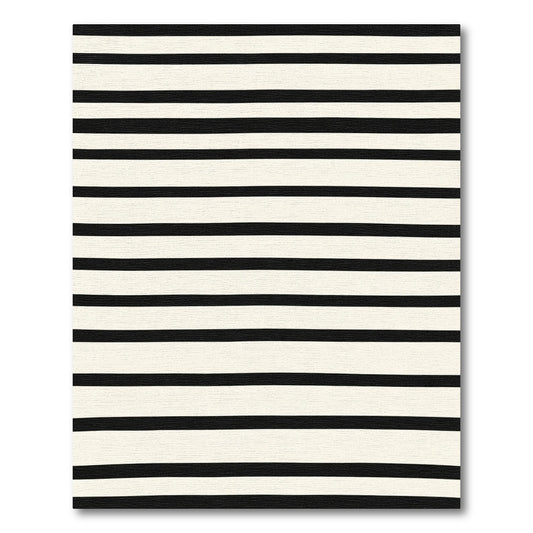 Bold Cream Black Linear Bands Rug