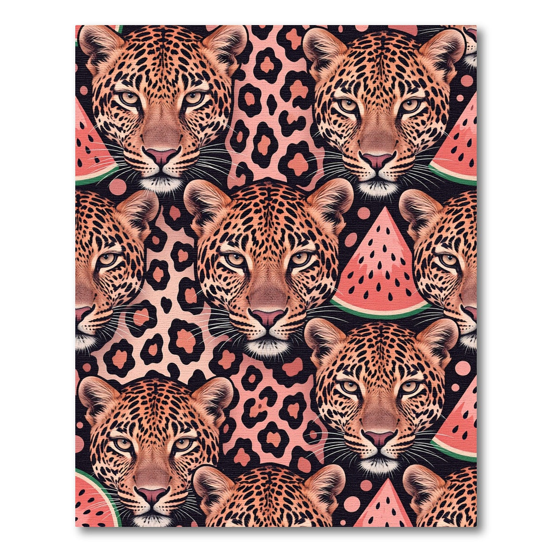 Leopard Face and Watermelon Slice Art Rug