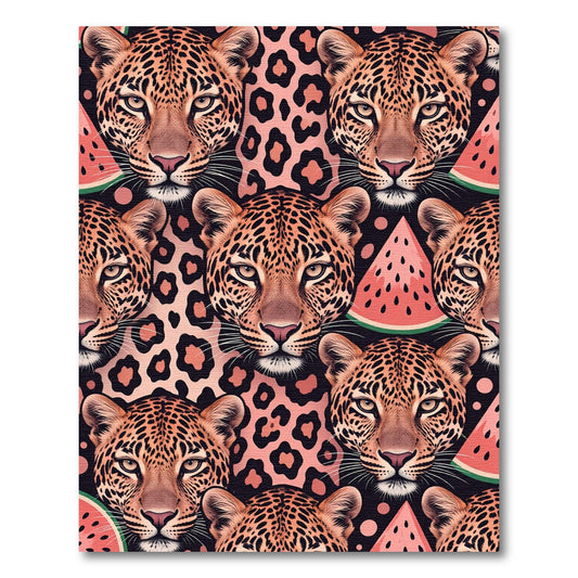 Leopard Face and Watermelon Slice Art Rug