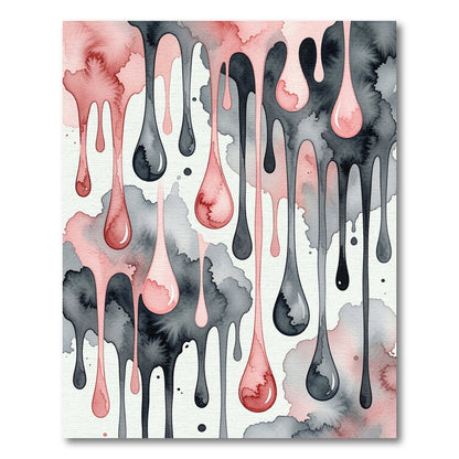 Watercolor Pink and Black Liquid Drip Rug