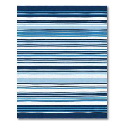 Deep Blue Striped Coastal Nautical Rug