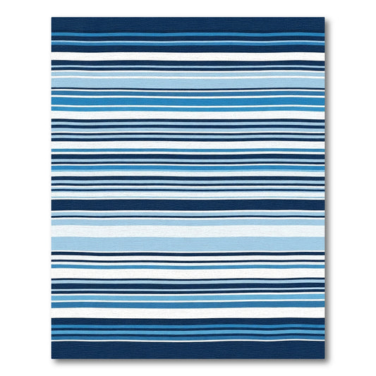 Deep Blue Striped Coastal Nautical Rug