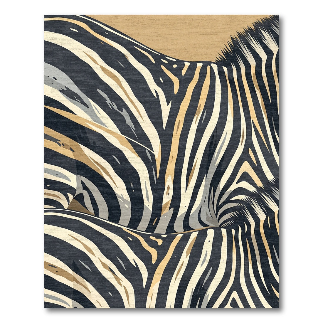 Modern Abstract Black Gold Zebra Rug
