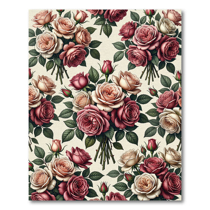 Vintage Rose Bouquet Floral Arrangement Rug