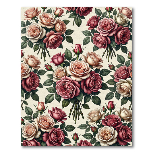 Vintage Rose Bouquet Floral Arrangement Rug