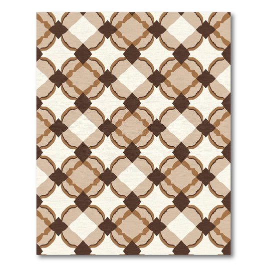 Warm Earthy Tone Arabesque Lattice Rug